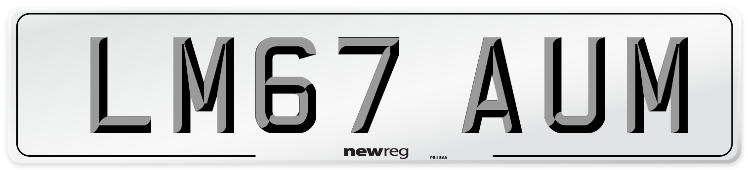 LM67 AUM Number Plate from New Reg